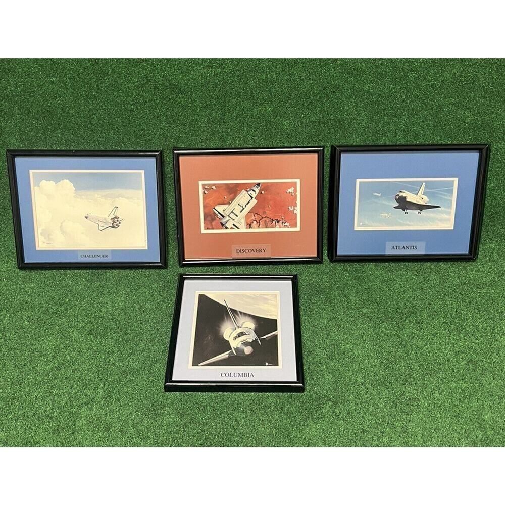 Vintage Lot 4 Framed Sanni NASA Space Shuttle Columbia Challenger Photos
